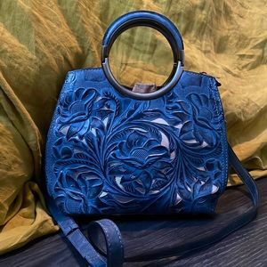 Patricia Nash Blue Cutout Leather Purse